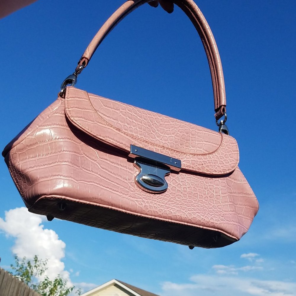 Dusty Pink Embossed Snakeskin Y2K 90s Mini Bag